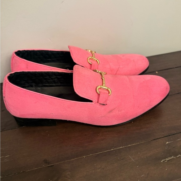 Amali Pink Suede Loafers Men’s Size 11 Gold Bit Slip On Dress Shoes Prom Wedding main image 5